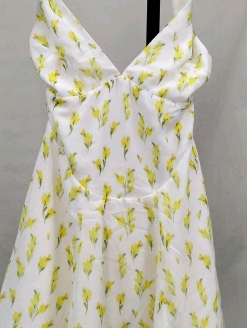 NWOT House Of CB Iris V-neck Halter Floral Mini Dress lemon floral Georgette S - Picture 5 of 10